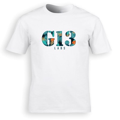 G13 Labs White T-shirt - Tropical Logo
