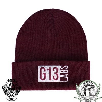 G13 Labs Stamp Logo Cuff Beanie Burgundy