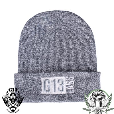 G13 Labs Stamp Logo Cuff Beanie Light Grey