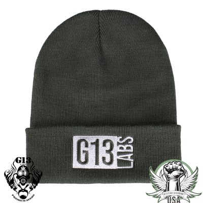 G13 Labs Stamp Logo Cuff Beanie Olive