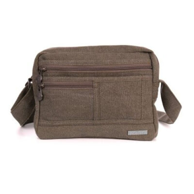 Hemp Medium Smart Shoulder Bag Khaki by Sativa Bags